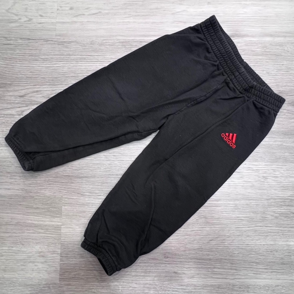 Adidas Toddler Black Red Logo Jogger Sweatpants 18M FGL009 Cotton Kids Pants
